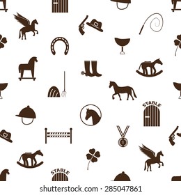 brown simple horse theme icons seamless pattern eps10