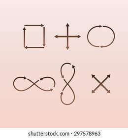 Brown Simple Icon set related to Interface Arrows