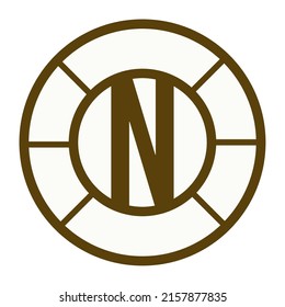brown simple letter N line design icon logo