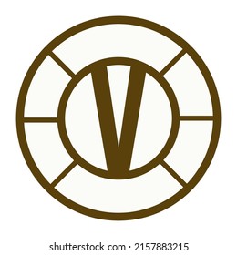 icono de diseño de línea V de línea simple marrón