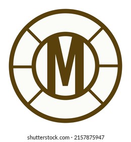 brown simple M line line design icon logo