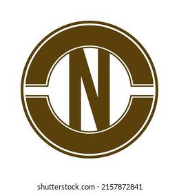 brown simple N letter half round design icon logo