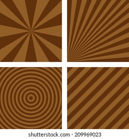 Brown simple striped wallpaper set - vector version