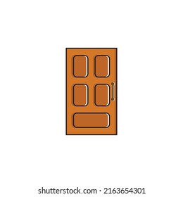 brown single door vector illustration