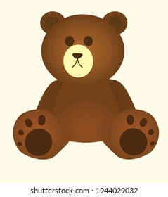 Brown sitting teddy bear. vector