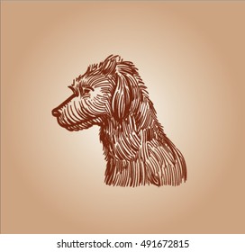 brown sketch of dog. Vector sketch.