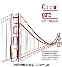 a brown sketch of the golden gate on a white background