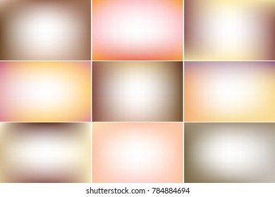 Brown and skin color banners. Blurred abstract vector backgrounds with copy space. Colorful gradient mesh collection.