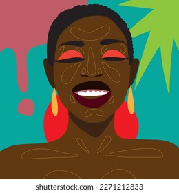 Brown skin make up woman portrait post 