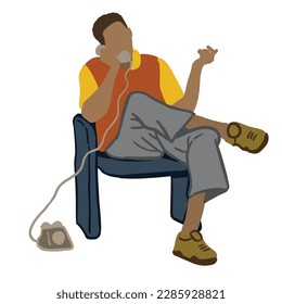 Brown skin man talking on telephone ,good for graphic design resource