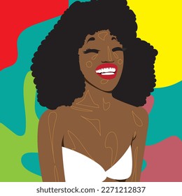 Brown skin smile woman portrait post 