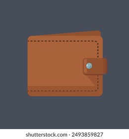 brown skin wallet in vector flat design.