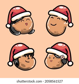 Brown skinned happy family on Christmas day with santa claus hat