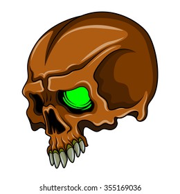 Brown skull.Vector illustration.