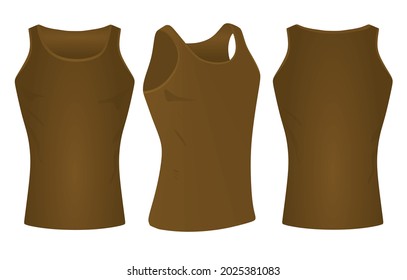 Brown sleeveless t shirt. vector illustration