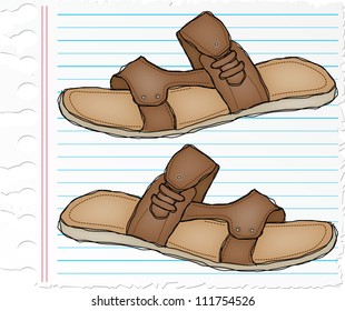 brown slipper with on paper