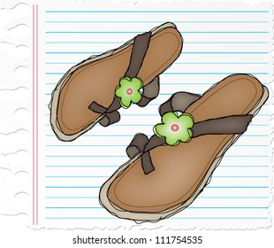 brown slipper with on paper