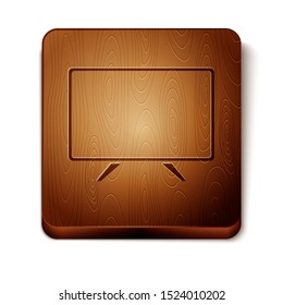 Brown Smart Tv icon isolated on white background. Television sign. Wooden square button. Vector Illustration