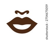 Brown smiley face lips and mustache emoticon icon graphic symbol