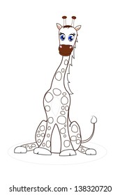 brown smiling giraffe. illustration. cartoon