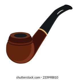 Brown smoking pipe, tobacco pipe, smoking pipe isolated, smoking pipe vector