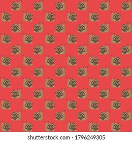 Brown snail with red background repeat pattern