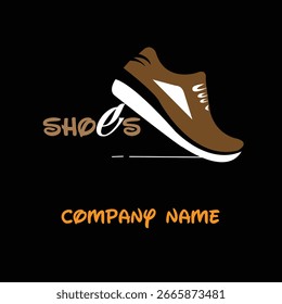 A brown sneaker with white higlights and laces logo on a black backgrond Ilustration
