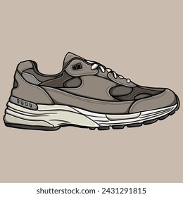 Brown Sneakers Shoes Vector Illustration