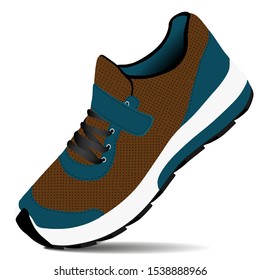 Brown sneakers for sports. Fitness shoes. Vector illustration