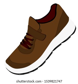 Brown sneakers for sports. Fitness shoes. Vector illustration
