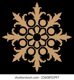 brown snowflake ornament pattern on a black background