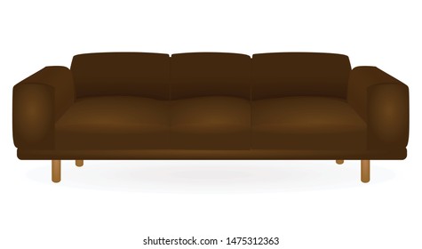 Brown sofa bed. vector illustration