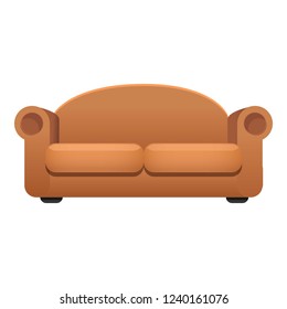 Brown sofa icon. Cartoon of brown sofa vector icon for web design isolated on white background