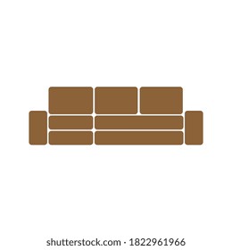 Brown Sofa icon isolated on white background. Couch for living room.