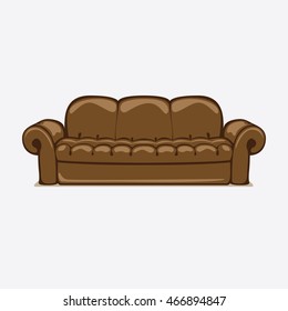 brown sofa, vector illustration in cartoon style, EPS 10