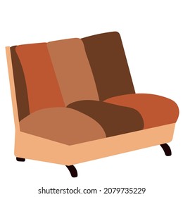Brown Sofa White Background Retro Furniture Vector Illustration Flat Style