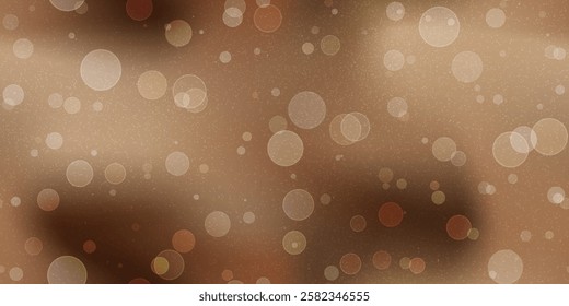 Brown soft mocca mousse gradient mesh bg with noise and bokeh effect as a seamless pattern. Abstract chocolate bubbles vector illustration with watercolor effect and texture. Blurred vector background