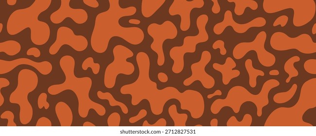 Patrón sin fisuras en forma de mancha orgánica suave marrón. Fondo de forma redonda de mancha orgánica suave. Vector Abstractas Bg