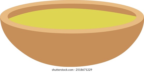 Brown soup bowl vector illustration.Big soup bowl isolated on white background