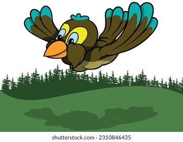 Espuma marrón volando en el aire - Ilustración de dibujos animados de color con fondo, vector