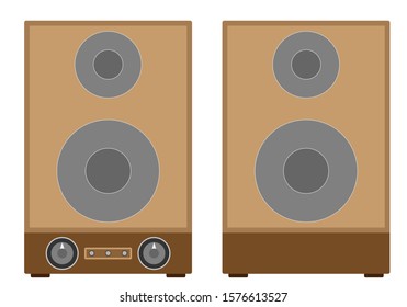 Brown speakers on white background.