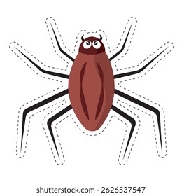 Brown spider with legs. Vector illustration