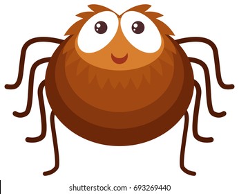 Araña marrón en ilustración de fondo blanco