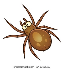 Brown spider pest. Cartoon pest series.