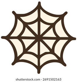 Ilustración plana de Web de araña marrón para decoración de temporada espeluznante