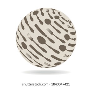 A brown spinning ball covered with cutlery