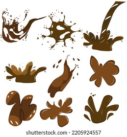 Brown Splash. Chocolate Splash. Vector de salpicaduras realista