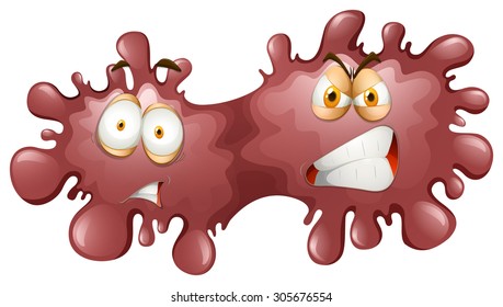 Brown splash with face illustration