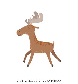 Brown Spotted Moose Running