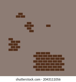 Brown square block of bricks on gray background background style.